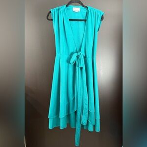 Vintage Teal High-Low Wrap Dress